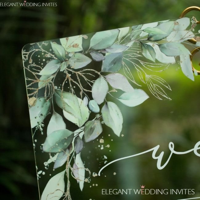 Acrylic Welcome Sign Watercolor Gold Leaves Ewsg041 4