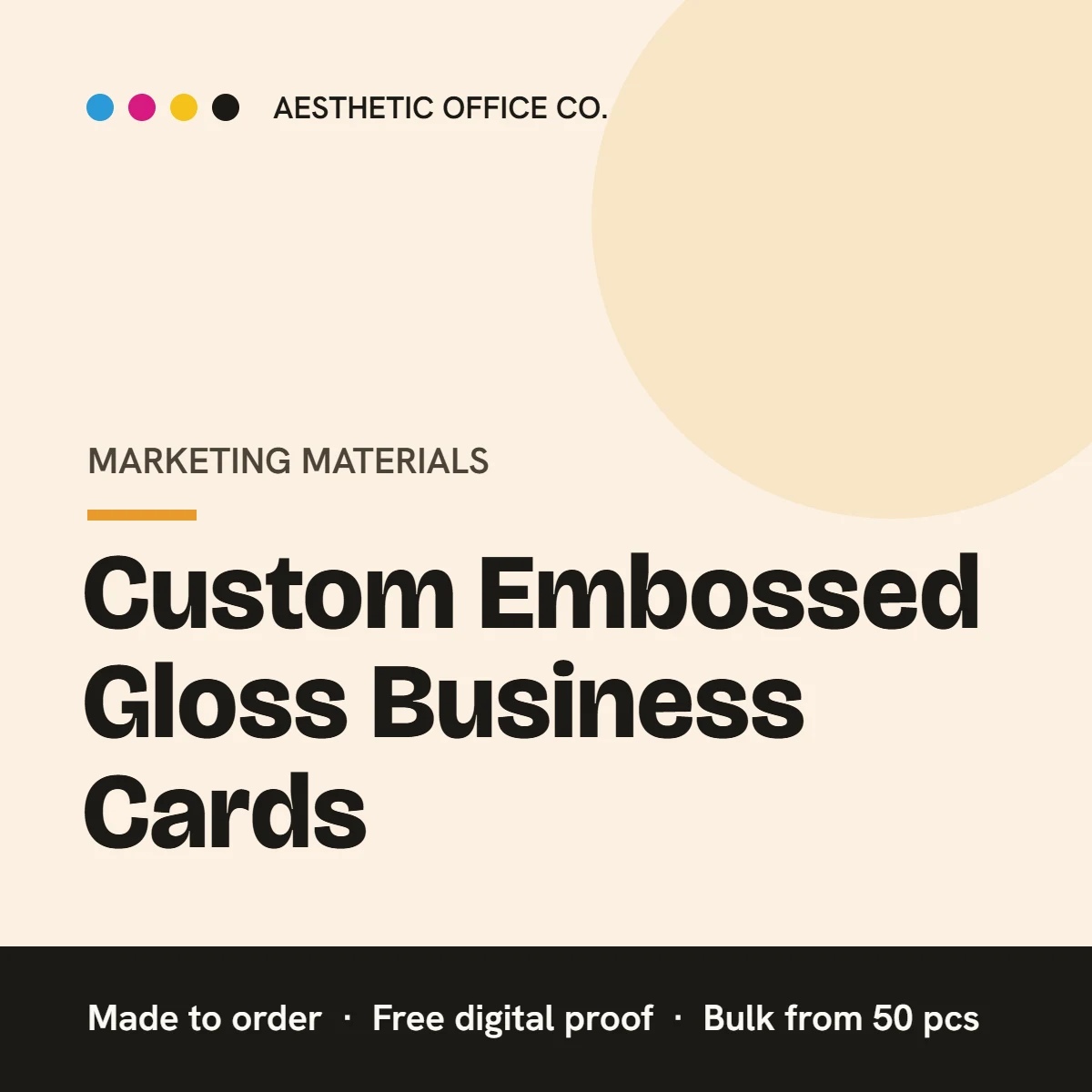 Custom Embossed Gloss Business Cards – custom printed by Aesthetic Office Co.