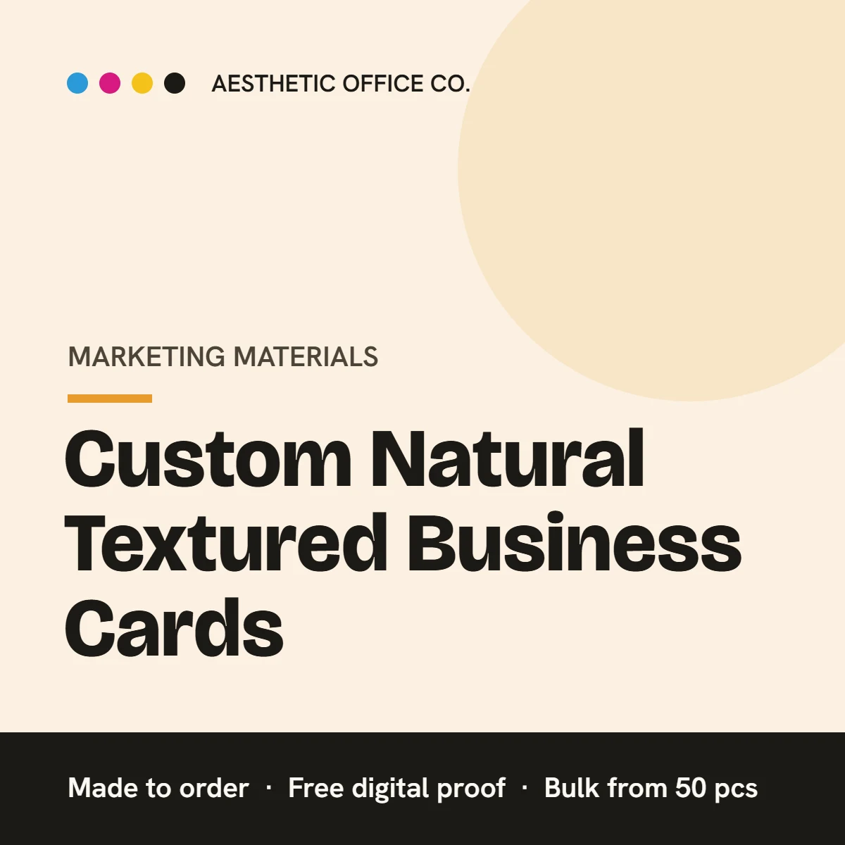 Custom Natural Textured Business Cards – custom printed by Aesthetic Office Co.
